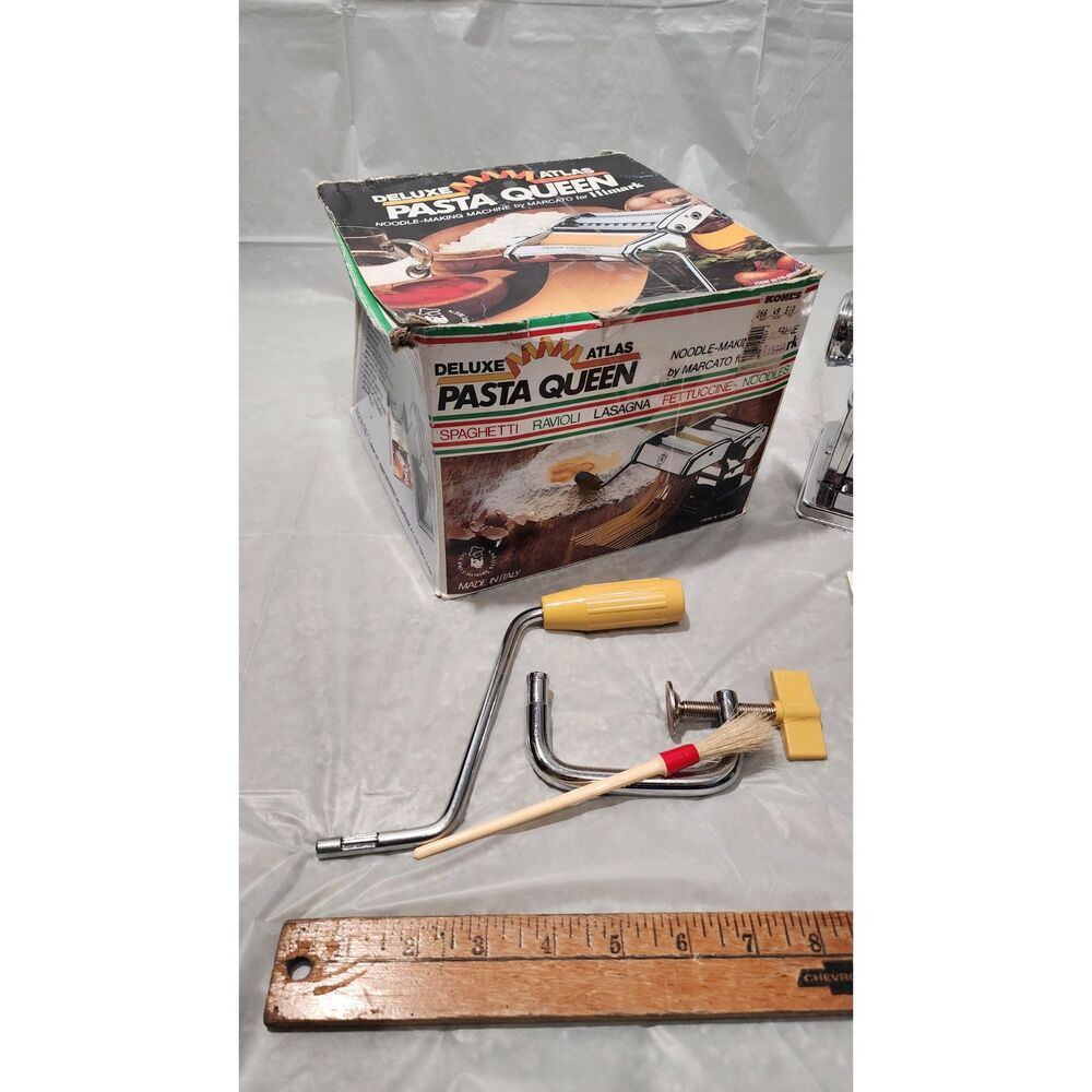 Marcato Atlas Pasta Machine Made in Italy Pasta Queen Noodle Maker w Clamp & Box